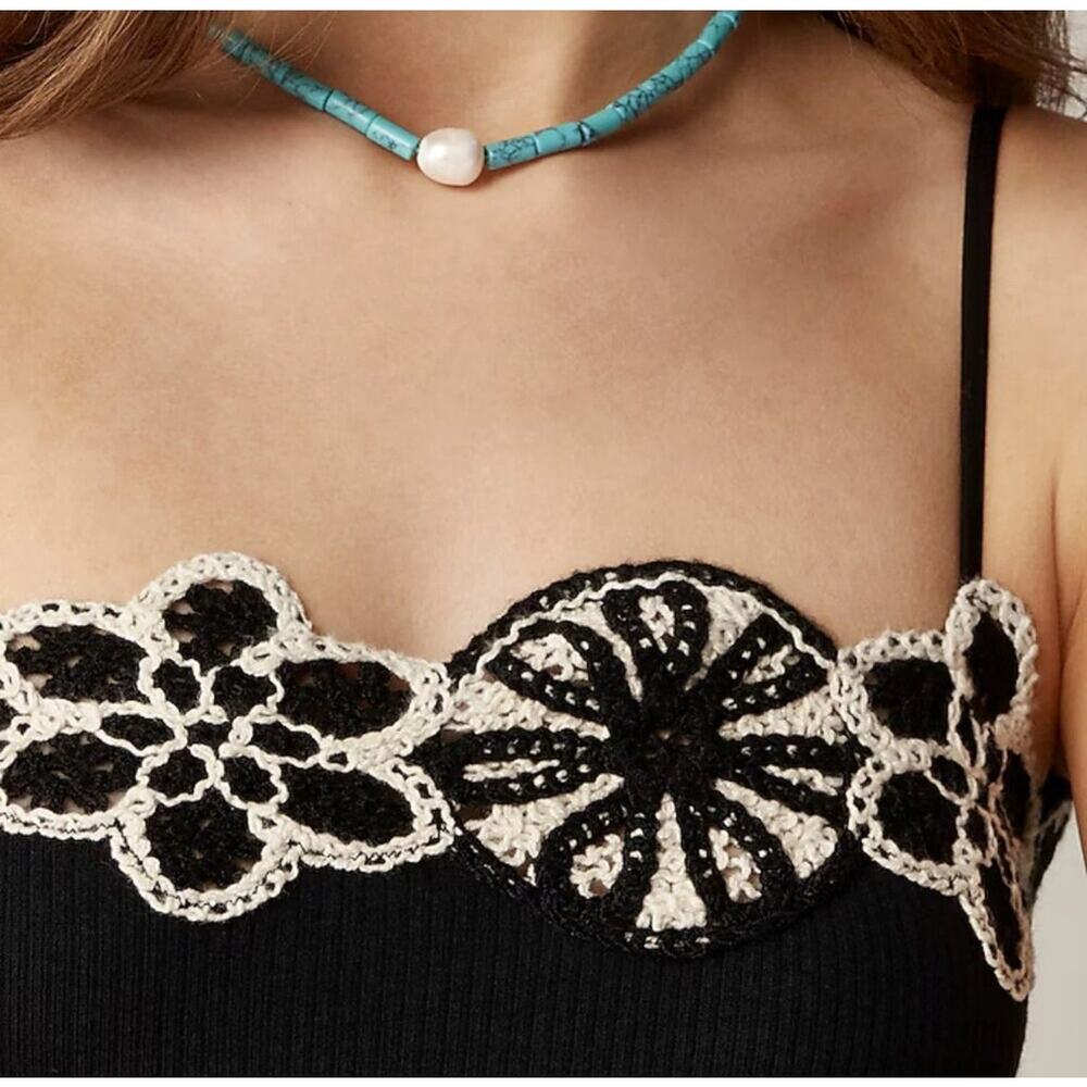 J. Crew Crochet Mixy Dress L Black Whimsigoth Boho Romantic Coquette Resortwear - Picture 9 of 11